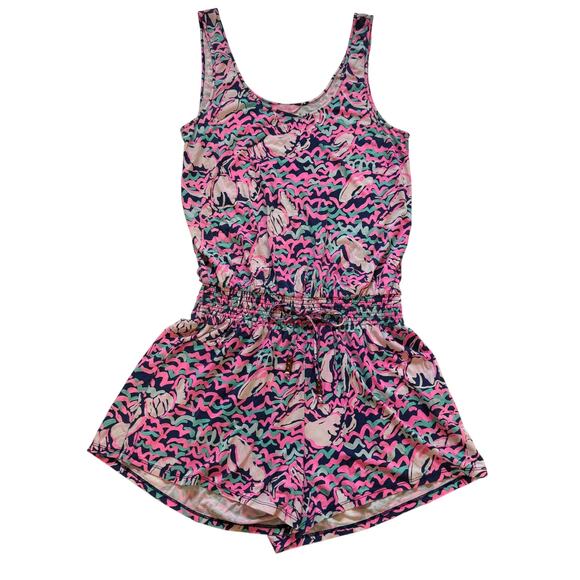 Lilly Pulitzer Tala Romper in Navy Lobstah Roll Print Medium EUC Beach Cruise - Picture 2 of 10